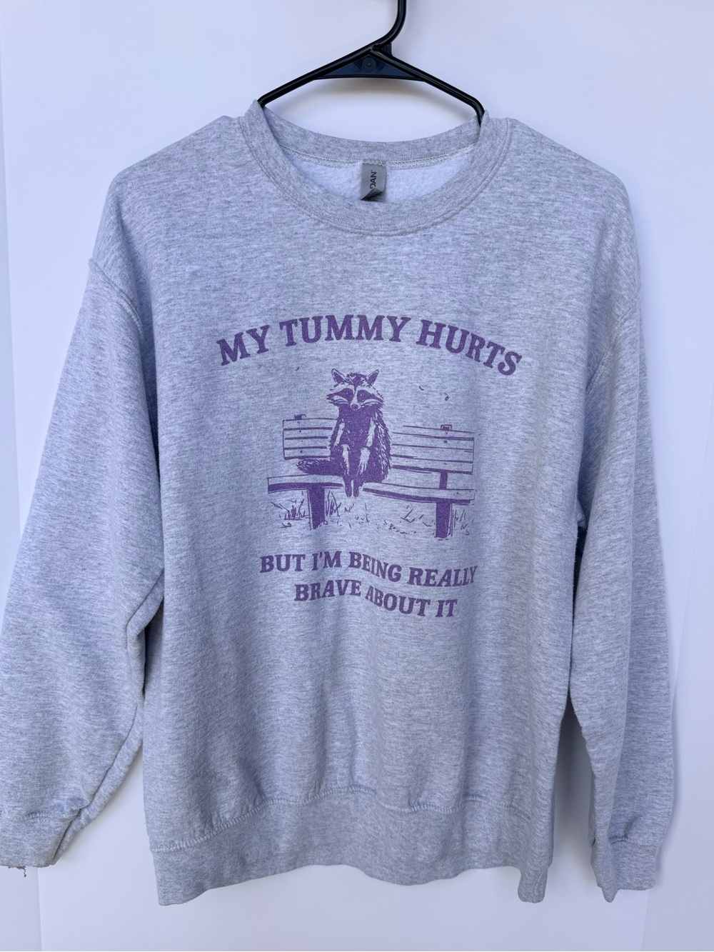 Gray Graphic Crewneck Sweatshirt - My Tummy Hurts